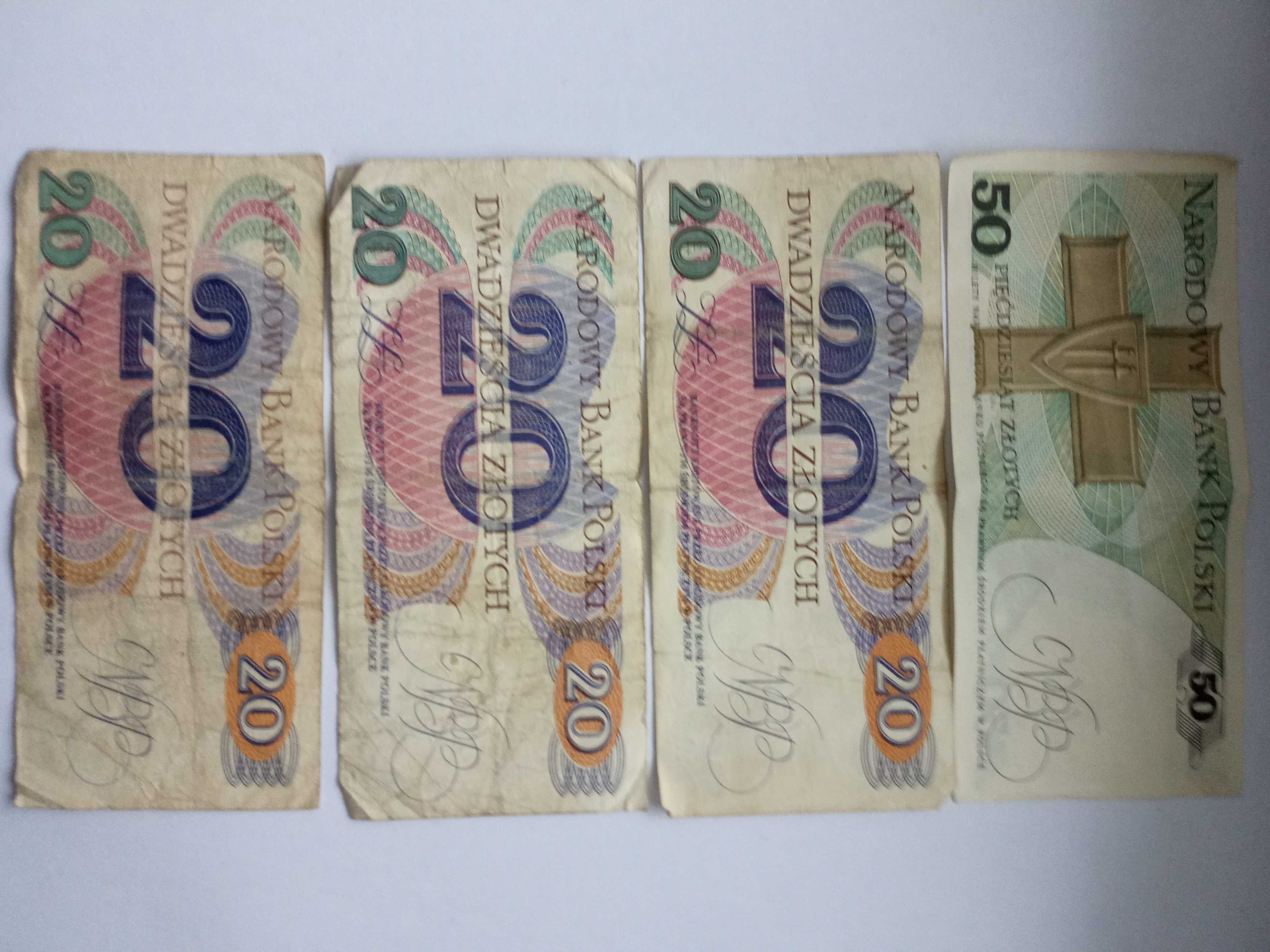 Banknot 50 zł z 1986 roku i 20 zł z 1982 roku.