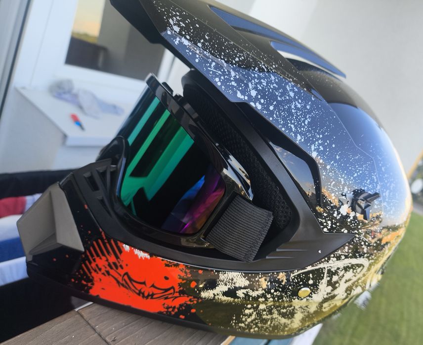 Kask fullface pełny Hulajnoga rower gogle S M L XL Wysyłka Pobranie