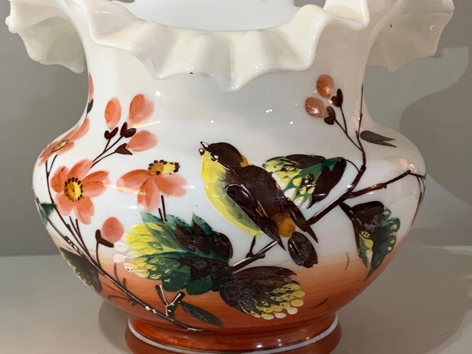 Jarra opalina bordo de folho