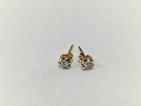 Złote kolczyki damskie/ 585/ 1.31 gram/ DIA 0.12 CT/ nowoczesne