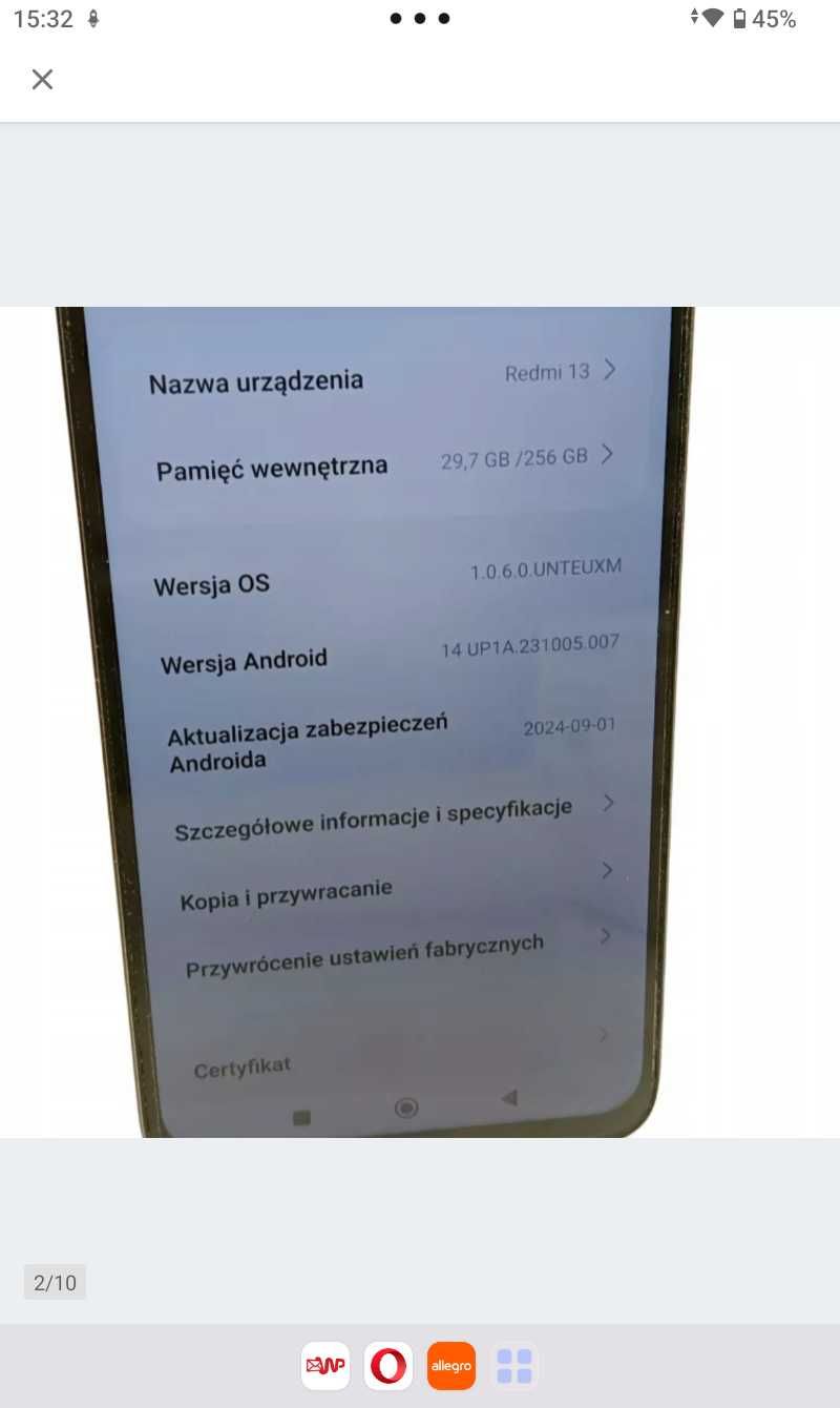 SUPER Xiaomi redmi  13 pamięć 8/256.