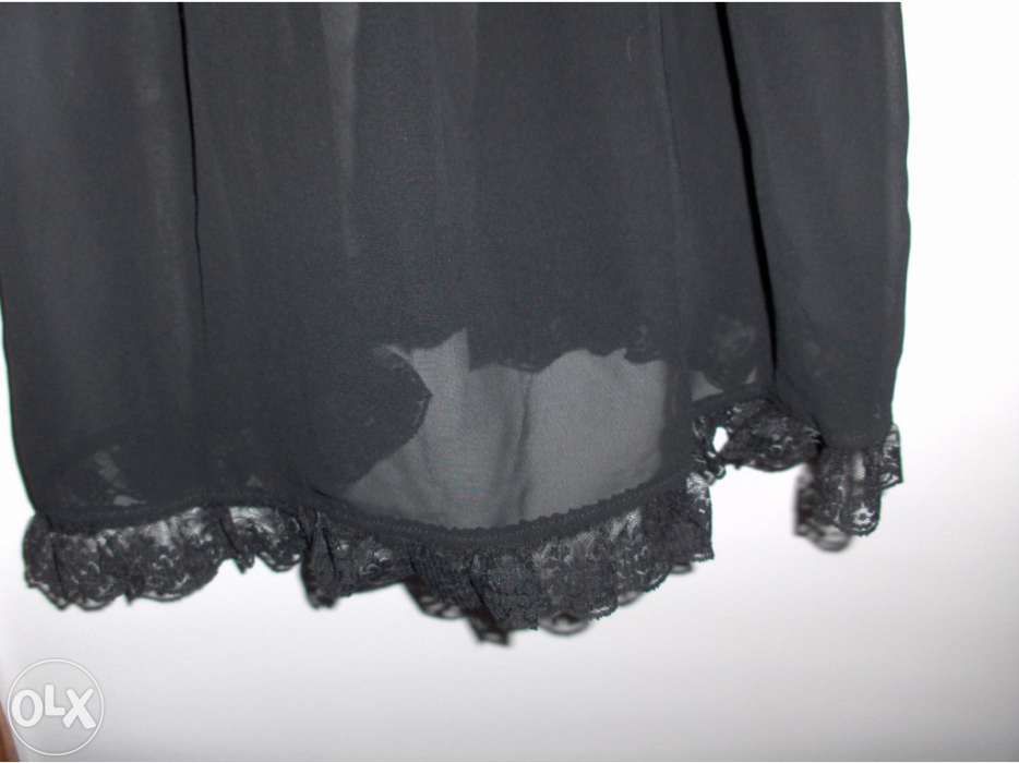 Camisa lingerie preta com renda rosa