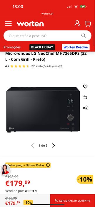 Micro-ondas LG NeoChef MH7265DPS (32 L - Com Grill - Preto)