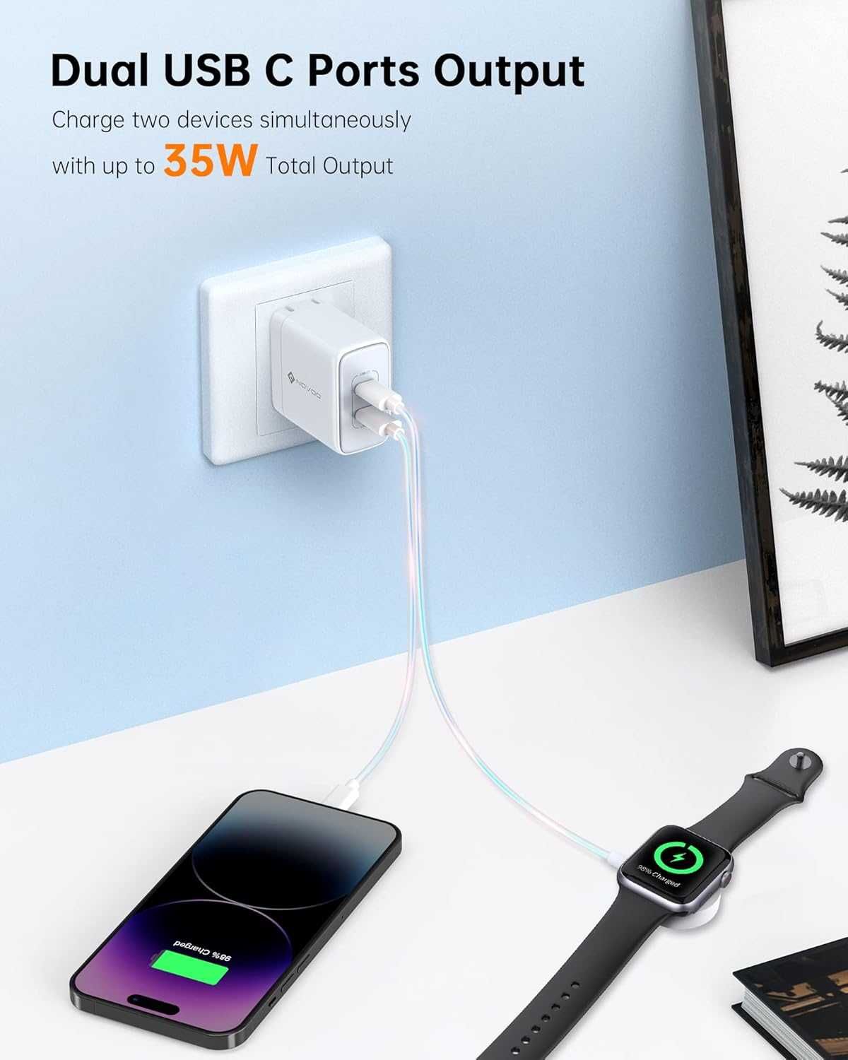 Ładowarka USB C 2porty GaN III, do MacBooka Air, iPad Pro,iPhone spp33