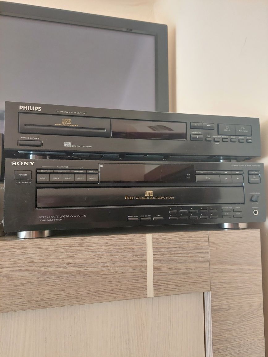 Odtwarzacz CD Philips i zmieniarka na 5 plyt Sony
