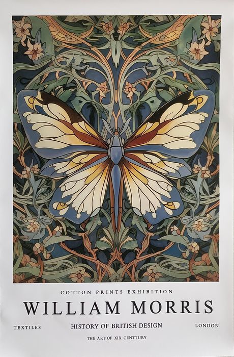 Gobelin na płótnie HD/Obrazek/William Morris/Butterfly Colorful