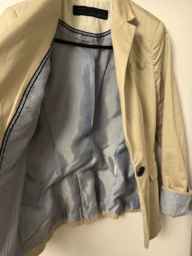 Żakiet cieply jasny  beż marynarka damaska Zara women xs 34