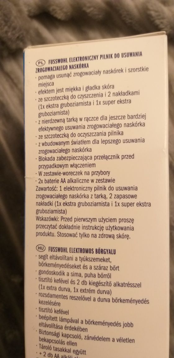 Fusswohl elektryczny pilnik do usuwania zrogowacialego naskórka