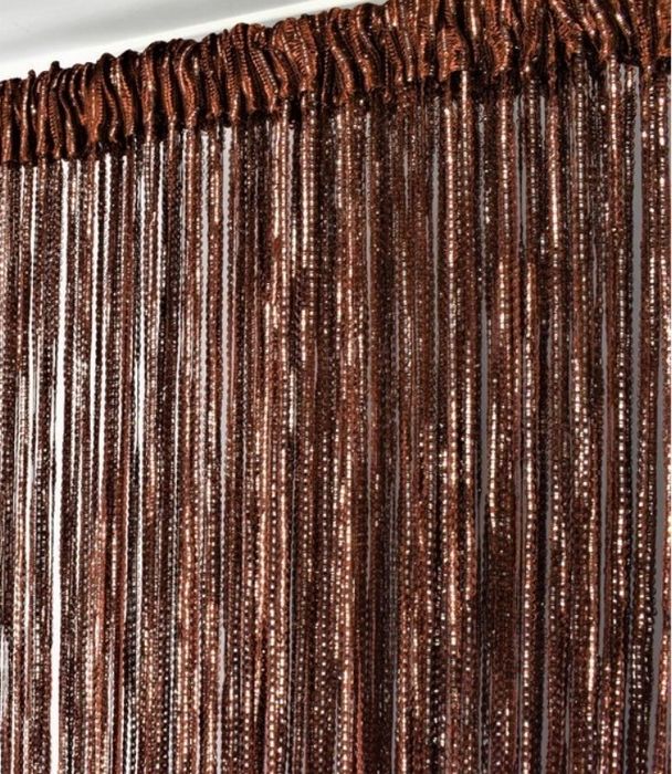 Firana 300x250cm makarony brąz brązowa nić Home&You firanka makaron sz