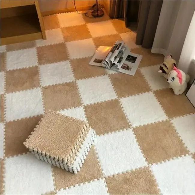 Дитячий килимок-пазл плюшевий 30×30×1.5 см, 10 плиток