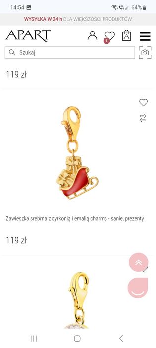 Apart charms 925 zloty zawieszka srebro wisiorek do bransoletki 925 zl