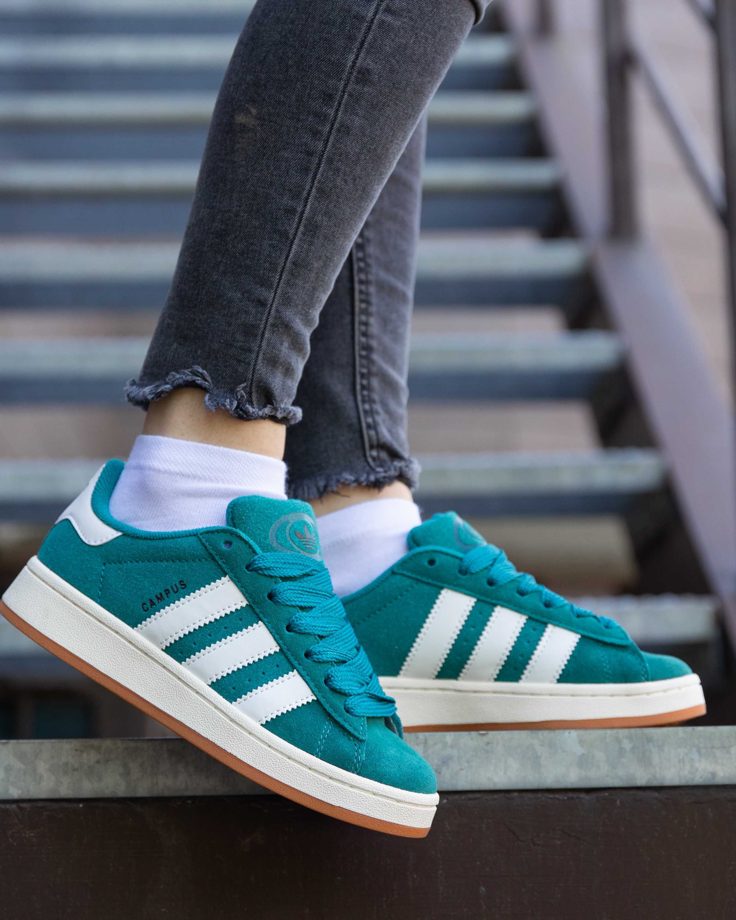 Кроссовки женские Adidas Campus Dark Green White Адидас кампус зеленые