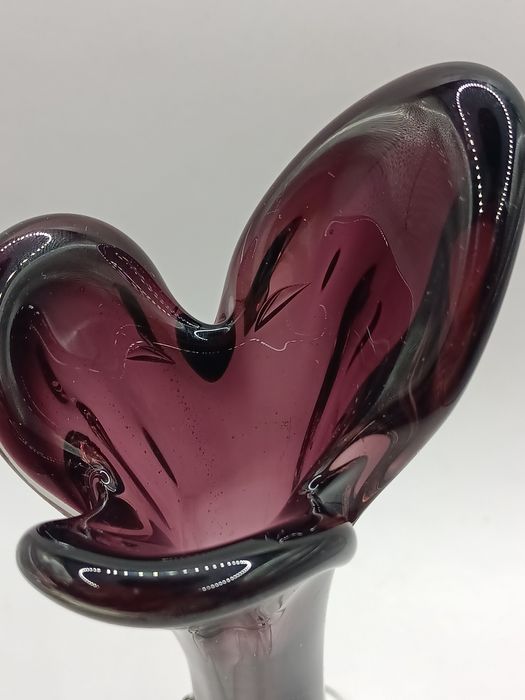 Wazon ametystów fioletowy z sękami szkło artystyczne