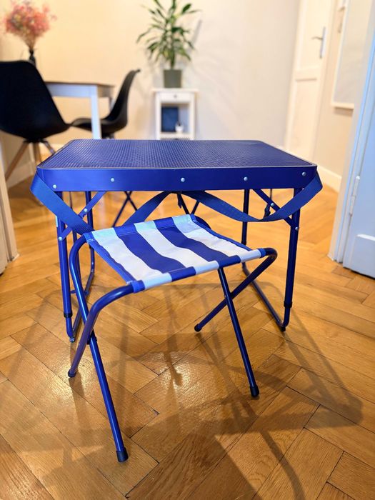 IKEA STRANDÖN rozkładany przenośny stolik i 2 krzesła plażowe
