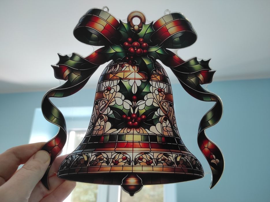 Nowy witraż witrażyk dekoracja okienna Święta