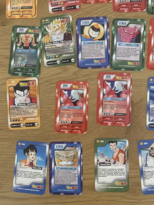 38 sztuk Karty dragon ball z chio chips rtl7 kolekcjonerskie