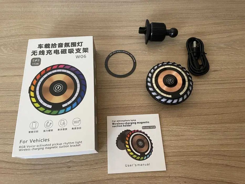 Держатель магнитный iPhone в машину W06 MagSafe RGB для айфона тримач