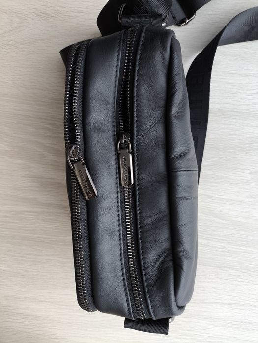 Listonoszka męska skórzana, czarna.