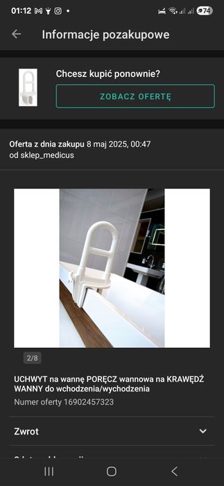 Stabilny Uchwyt na wannę dla seniorów i osób niepelnosprawnych