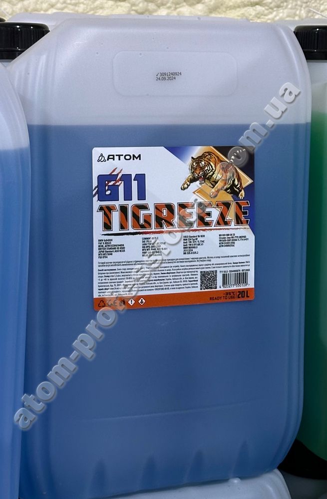 Антифриз, Тосол (ready to use) ATOM “TIGREEZE G11” синій, 1л
