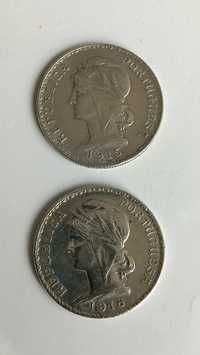 Moedas de 1 escudo 1915 e 1916, prata 835