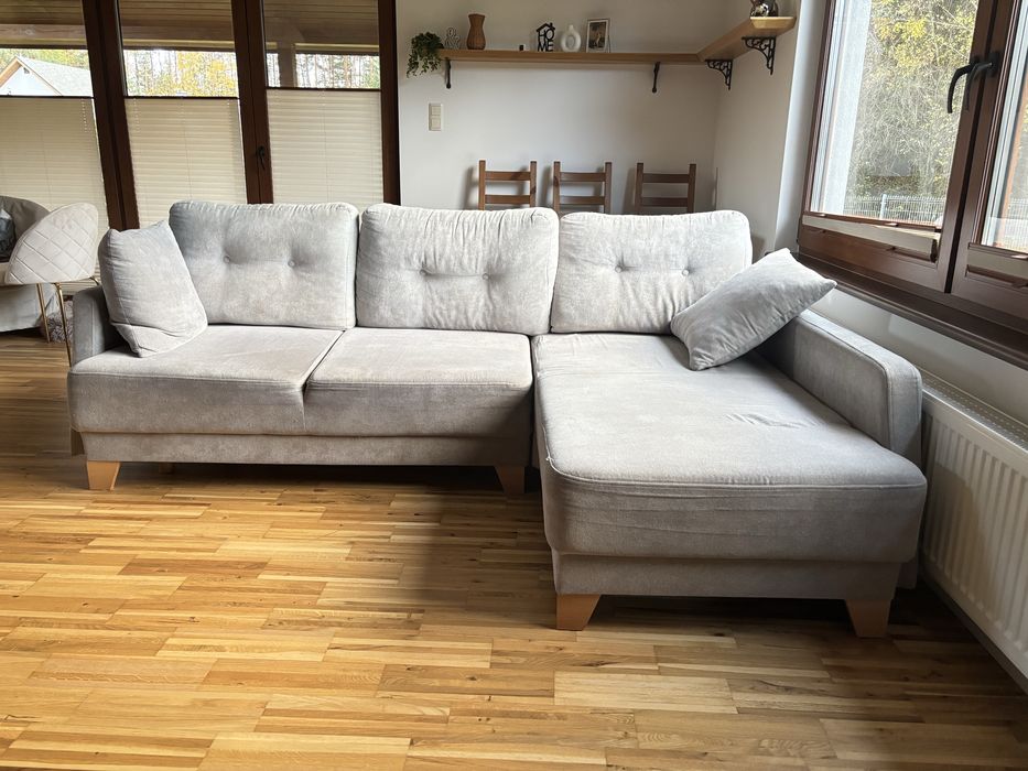 Kanapa narożnik rogówka szara Agata Meble casual klasyczna wygodna