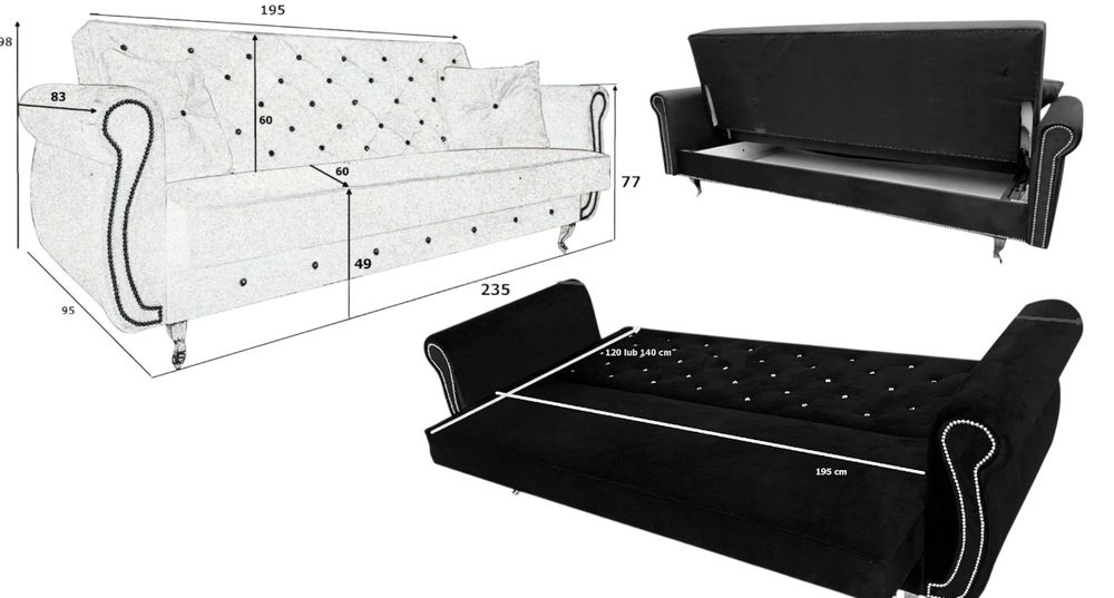 Kanapa wersalka Glamour Manchester NOWA pojemnik funkcja spania