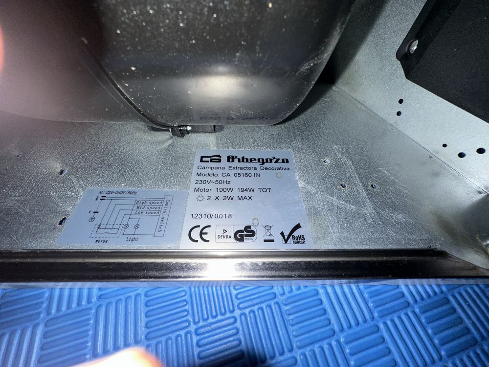 Exaustor ORBEGOZO CA 08160 IN (606.4 m3/h - 52 cm - Inox)