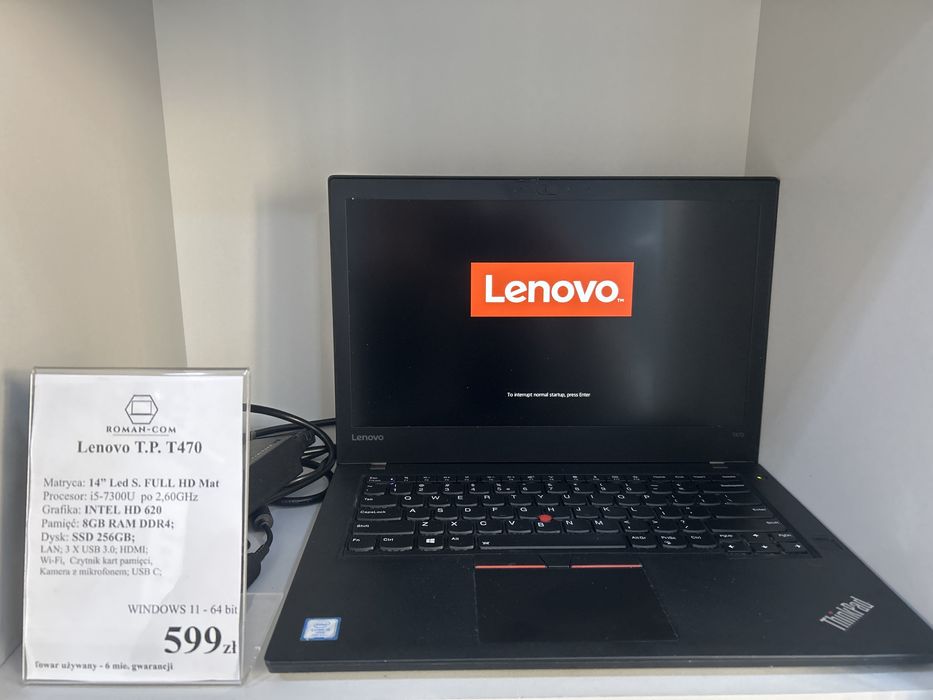 Laptop Poleasingowy Lenovo T470/SSD 256GB/DDR4-8GB/i5-7300 2,6GHz/14"/