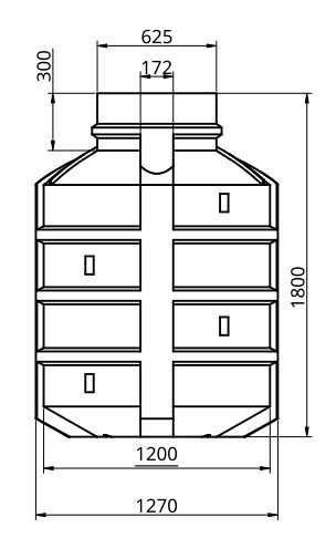 Studnia wodomierzowa/zbiornik na deszczówkę 1800L śr 1200 dł 1800