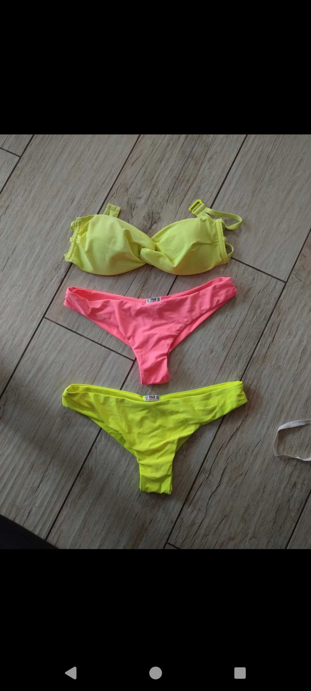 Strój kąpielowy neonowy S Pull&Bear 2 pary majtek
