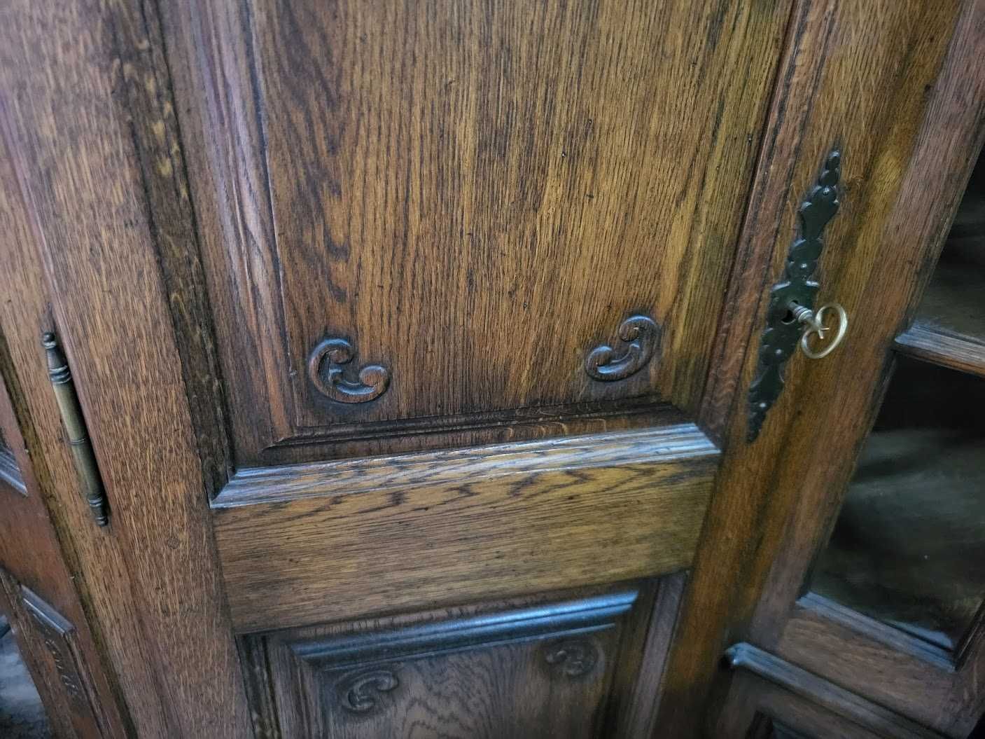 Piękny kredens dębowy lity ciemny dąb biblioteka massiv