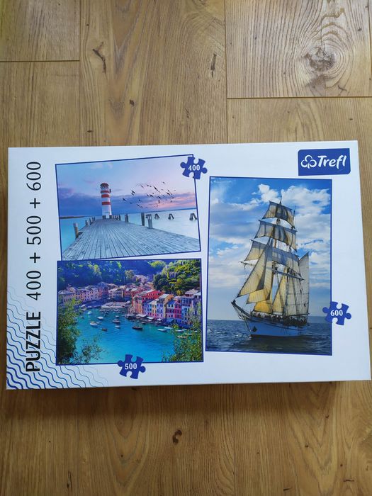 Puzzle 400, 500 i 600 Trefl Latarnia Morska Portofino Włochy Żaglowiec