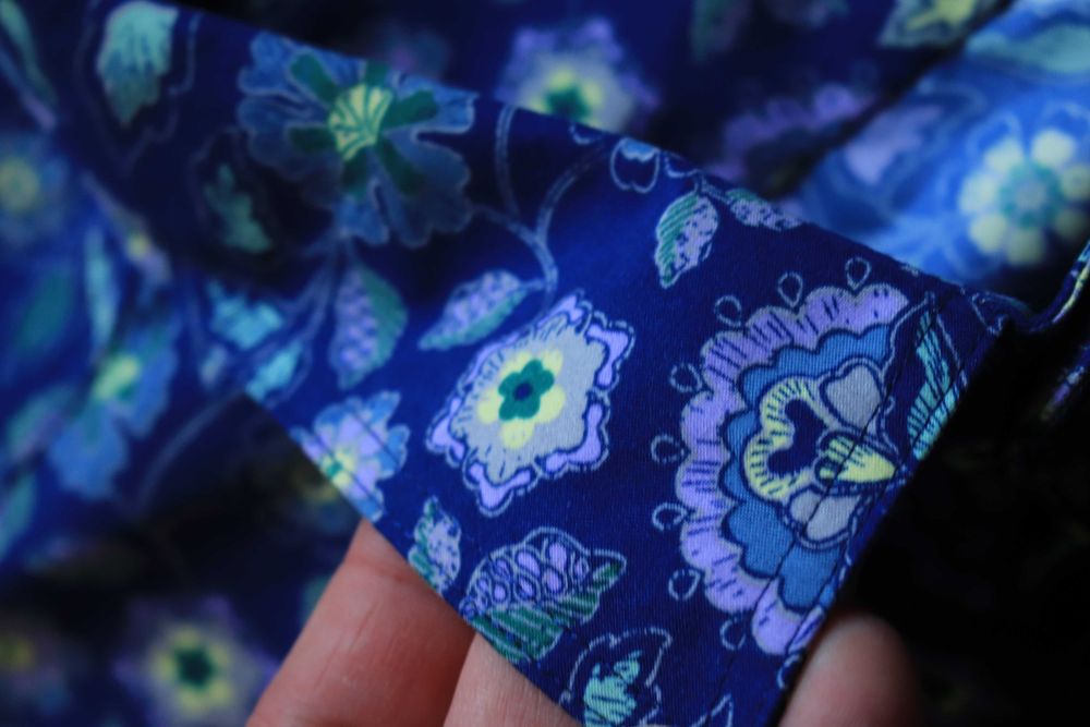 Koszula Cotton Traders r. L męska w kwiaty niebiesko-fioletowa na lato