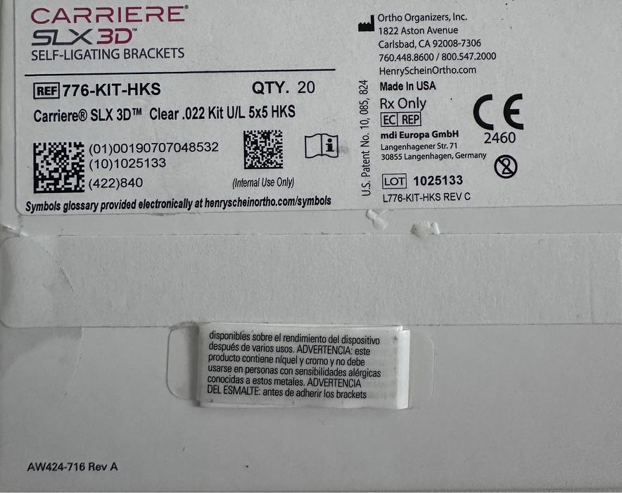 Продам Брекети Carriere SLX 3D Clear Ref 776-KIT-HKS 20 од.