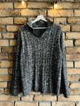 Męski sweter z długim rękawem szary melanżowych XXL