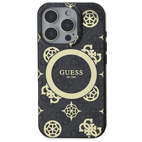Etui Guess do iPhone 16 Pro Max MagSafe Peony On 4G Background Black
