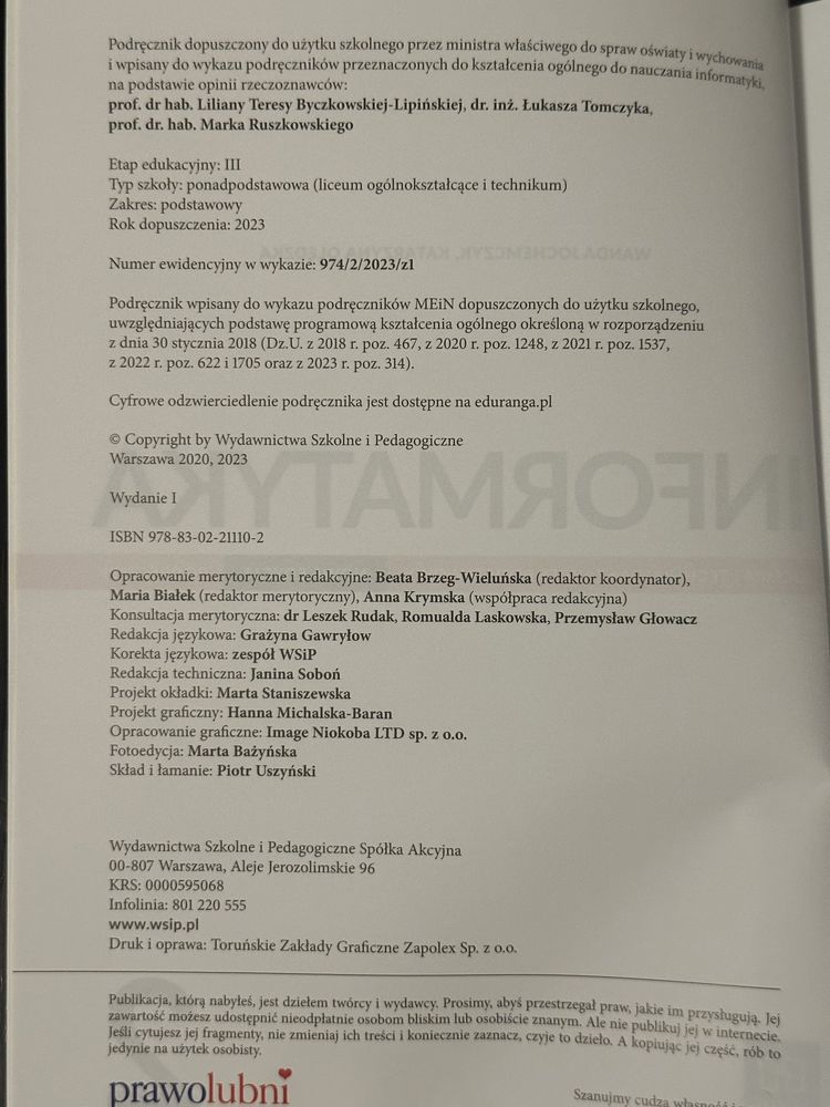 Podręcznik do informatyki, Nowa edycja .