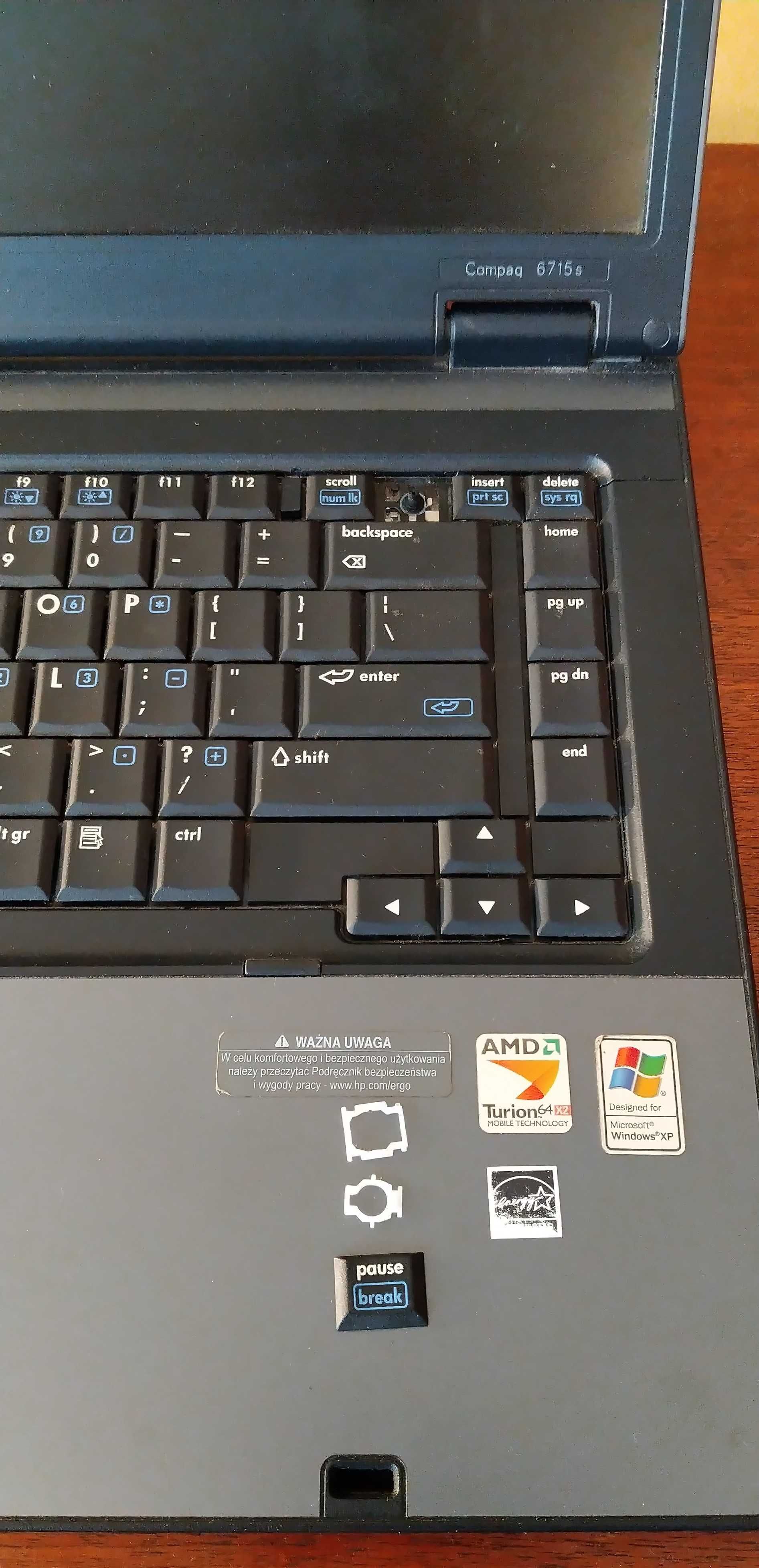 Laptop HP Compaq 6715s 15" cali z licencją Windows XP Professional !!!