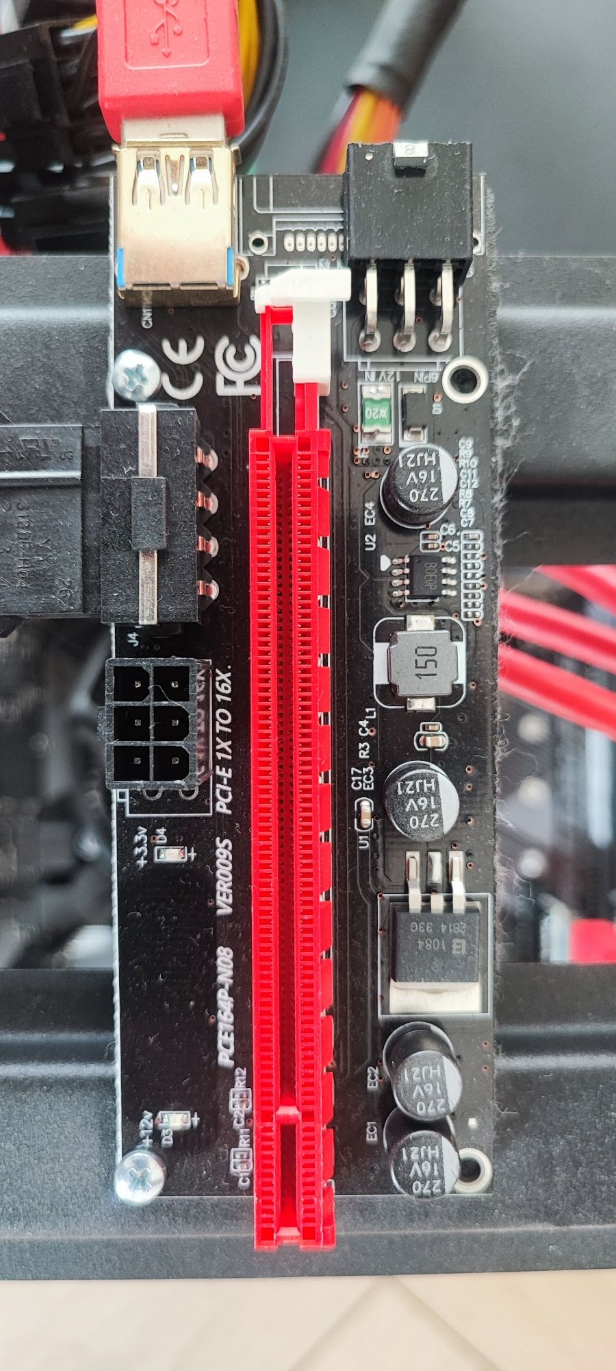 Baza / Koparka Kryptowalut / Zasilacz 750W / Płyta główna / Riser