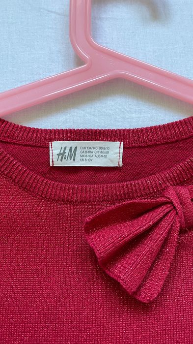 Elegancka czerwona sukienka H&M 134/140