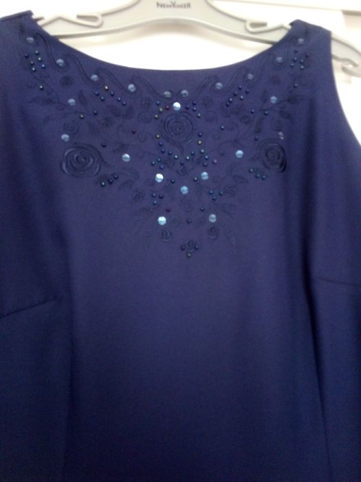 Marks & Spencer - granatowa długa sukienka rozm 46/48