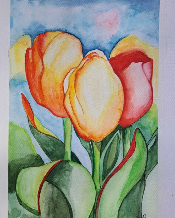 30€ pintura aguarela "tulipas"