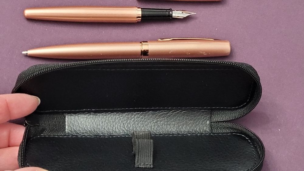 ONLINE pióro wieczne M + długopis + etui skórzane zestaw prezentowy