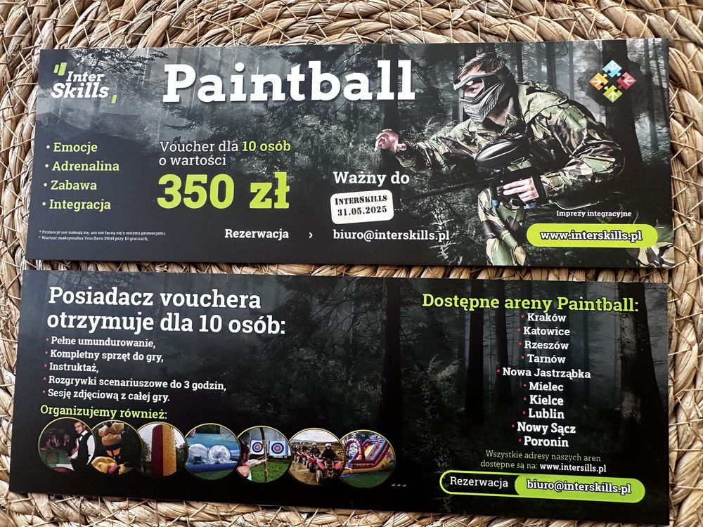 Voucher paintball Interskills 350 zł bilet