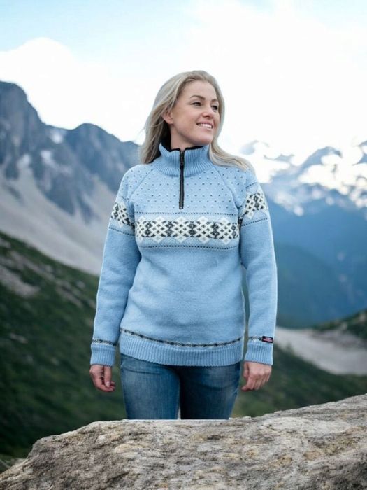 Sweter wełniany damski 100% wełna norweski narty górski narciarski XXL