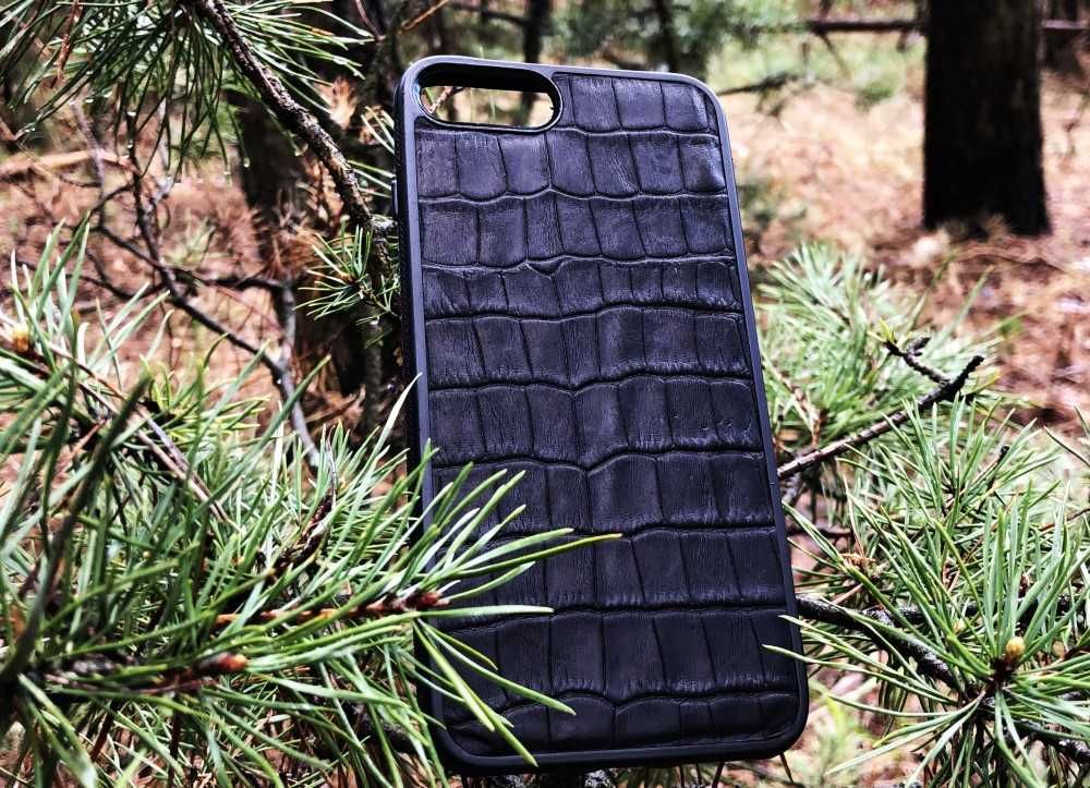 Оригинальный кожаный чехол Alligator Black для iPhone 8+
