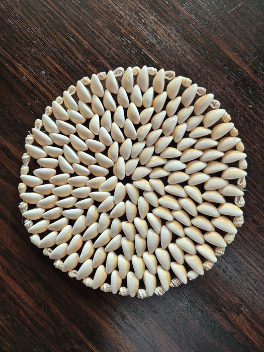 Podkładka vintage z naturalnych muszelek prl lata 90