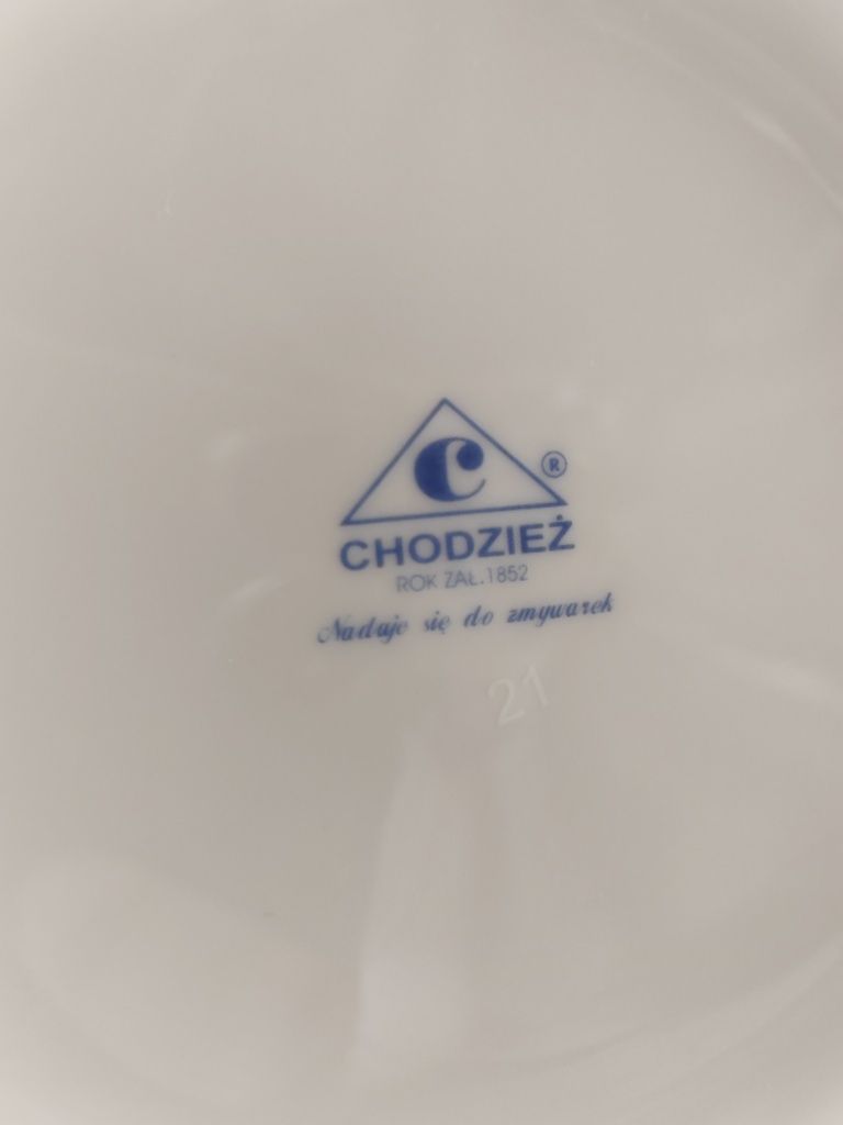 Waza do zupy porcelana Chodzież Nina PRL i 5 talerzy obiadowych