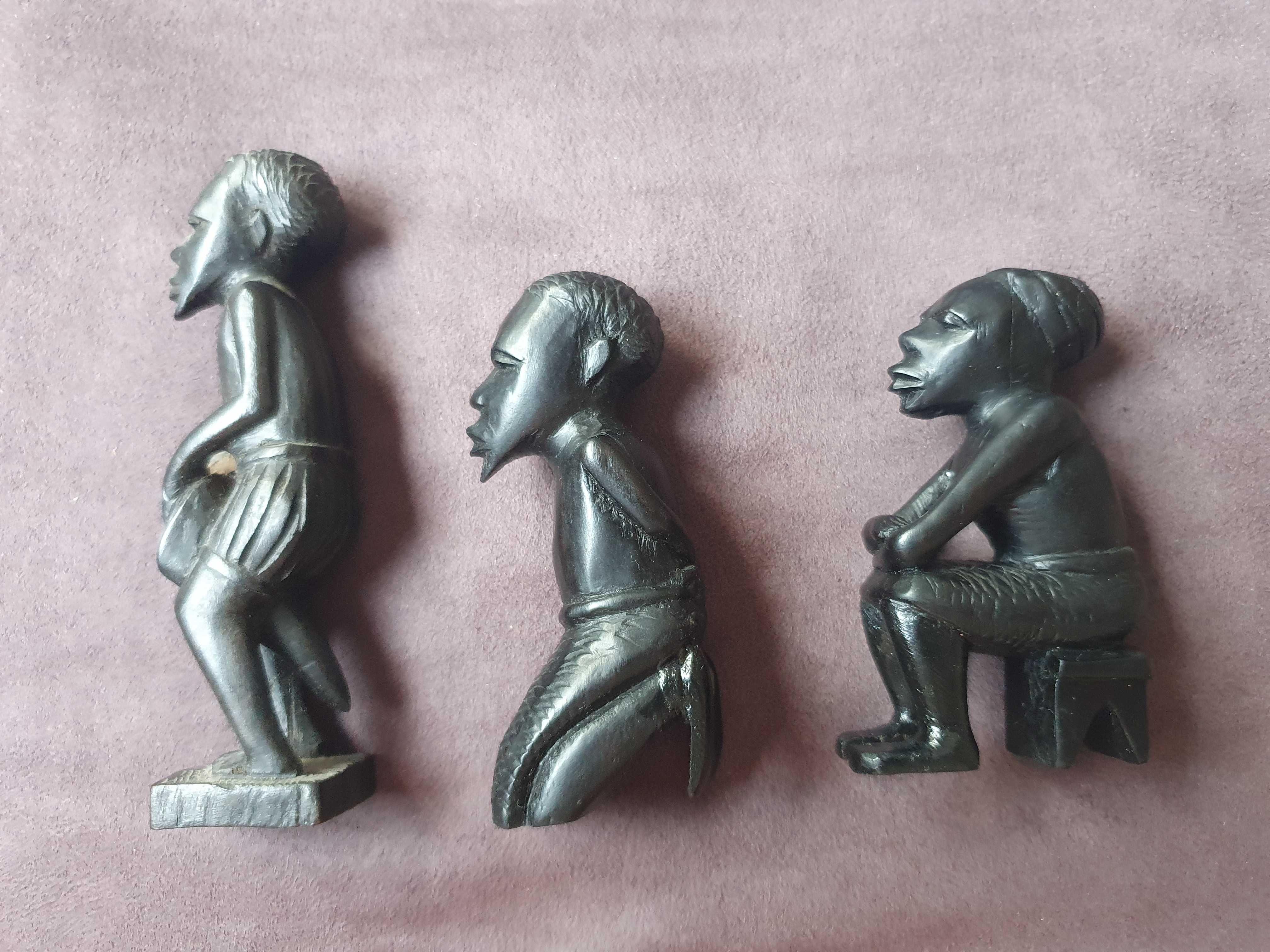 Arte Africana - 3 Figuras de Artesanato em pau preto - Anos 80